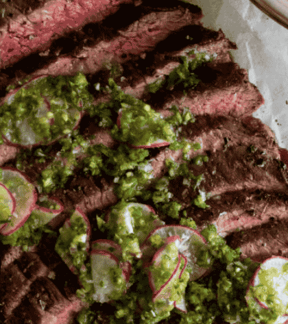 Bobby Flay Grilled Flank Steak with Chimichurri Sauce Recipe